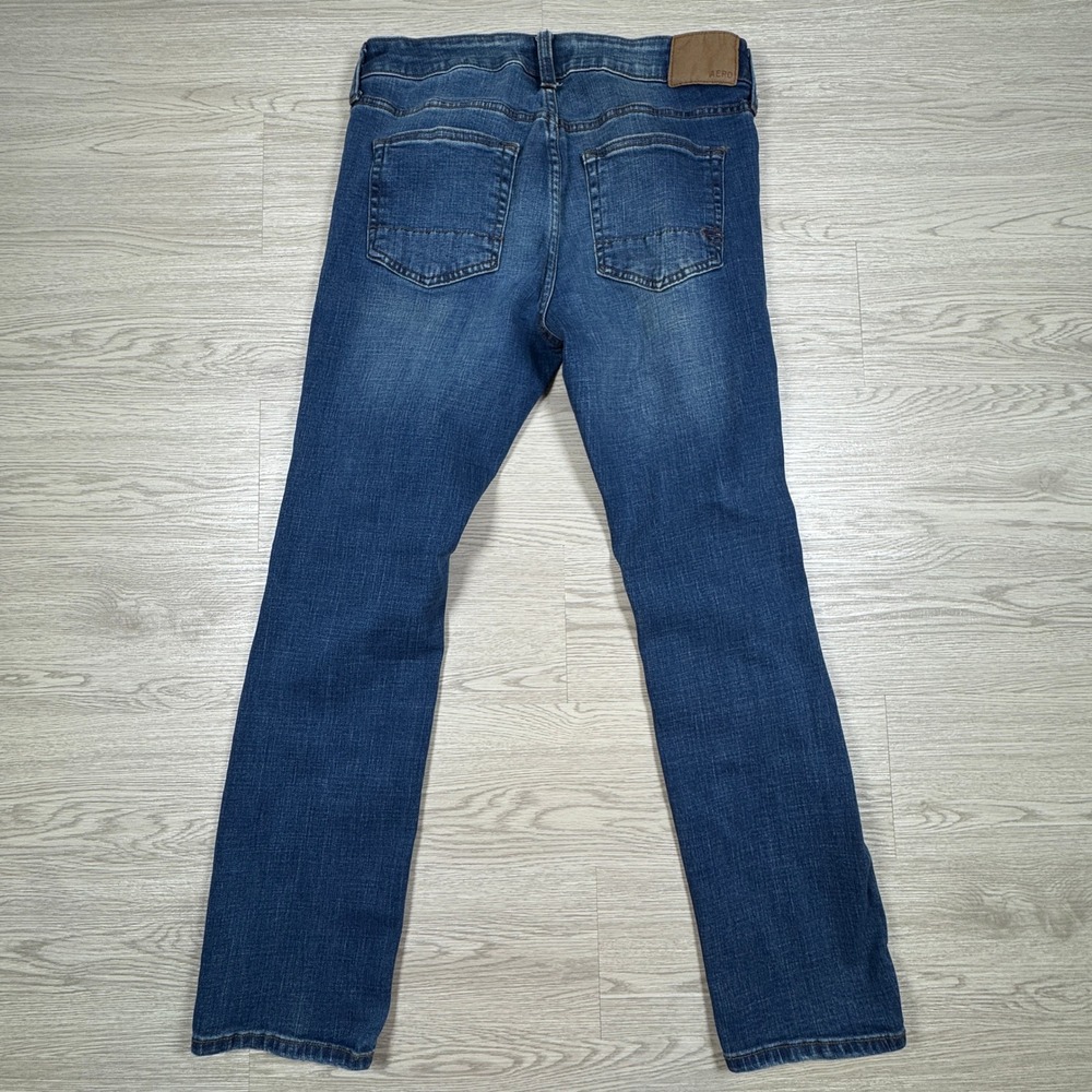 Aeropostale Mens Slim Jeans Blue 31/30 Distressed Ripped Denim Pants - Picture 7 of 11